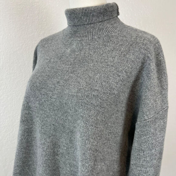 Nap Loungewear Sweater Womens OS Grey Slant Turtleneck Wool Minimal Preppy - Picture 5 of 13